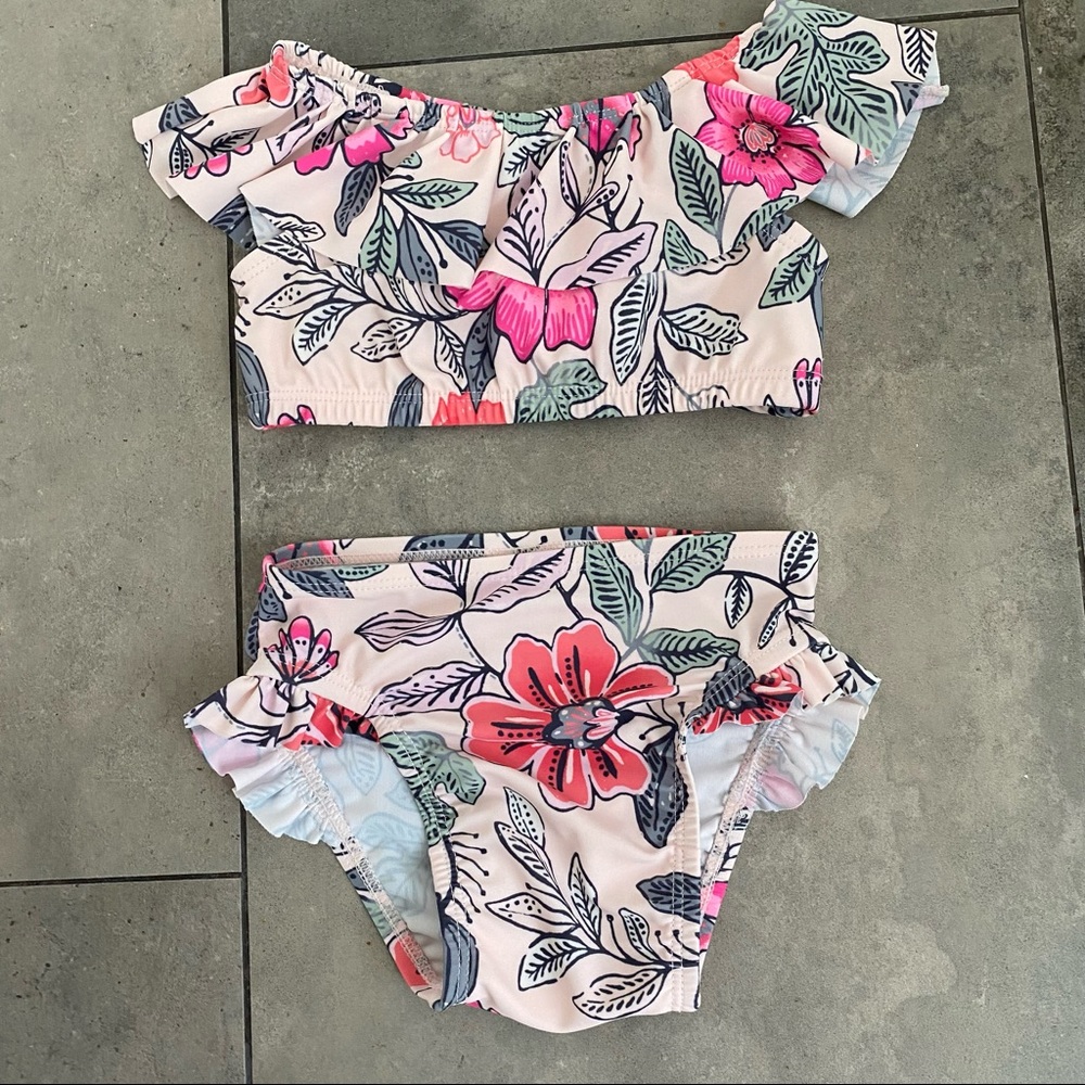 NEW old navy floral bikini with ruffle trim size 6-12 months - Picture 1 of 3